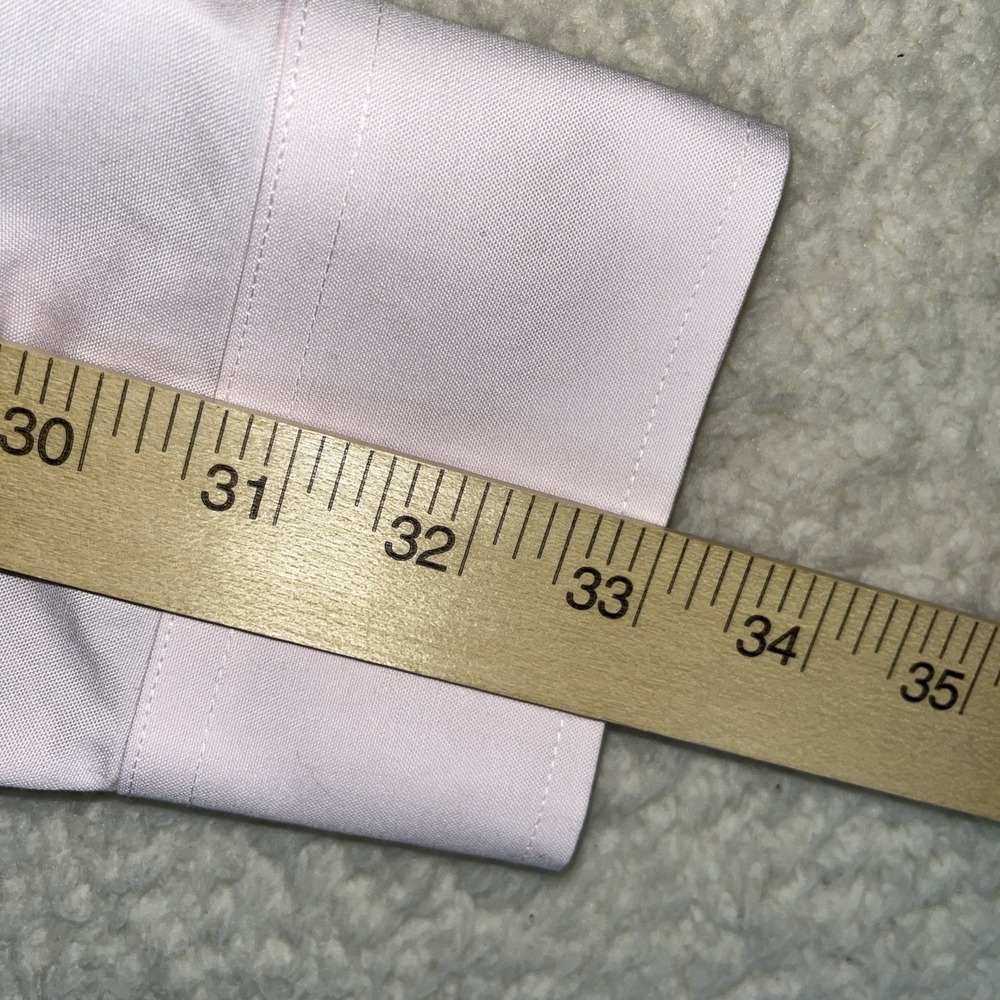 Roundtree & Yorke Gold Label Mens 16.5 Pink Long Sleeve Dress Shirt - Picture 10 of 16